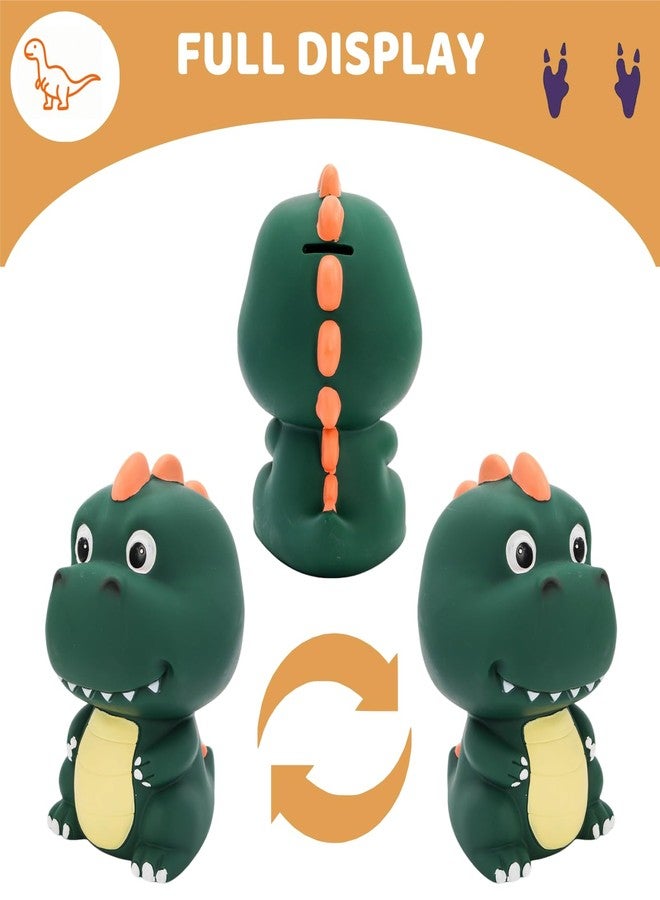 Jowgut Dinosaur Piggy Bank, Unbreakable Plastic Money Coin Bank, Cute First Coin Saving Box for Birthday, Easter, Baby Shower, Home Decoration, Deep Green - Image 3
